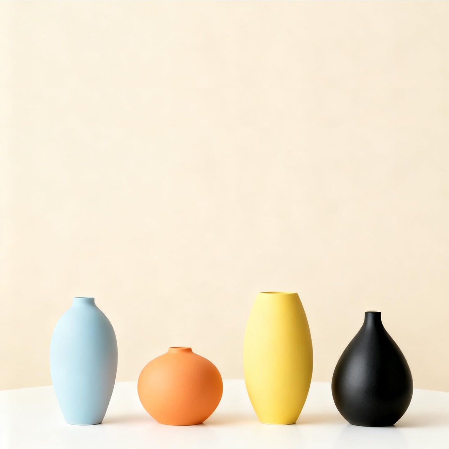 Ceramic Vase Set of 4 for Modern Home Decor Minimalist Bohemian,Round Matte Vases for Dried Flowers&Pampas Grass Ceramic Decoration for Office,Shelf,Living Room,Bedroom,Entryway Decor