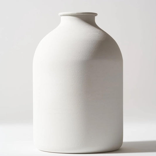 Large White Vase, Big Iron Vase for Long Stem Flowers, White Arlo Matte Finish for Modern Minimalist Table Decor, Japandi Home Decor