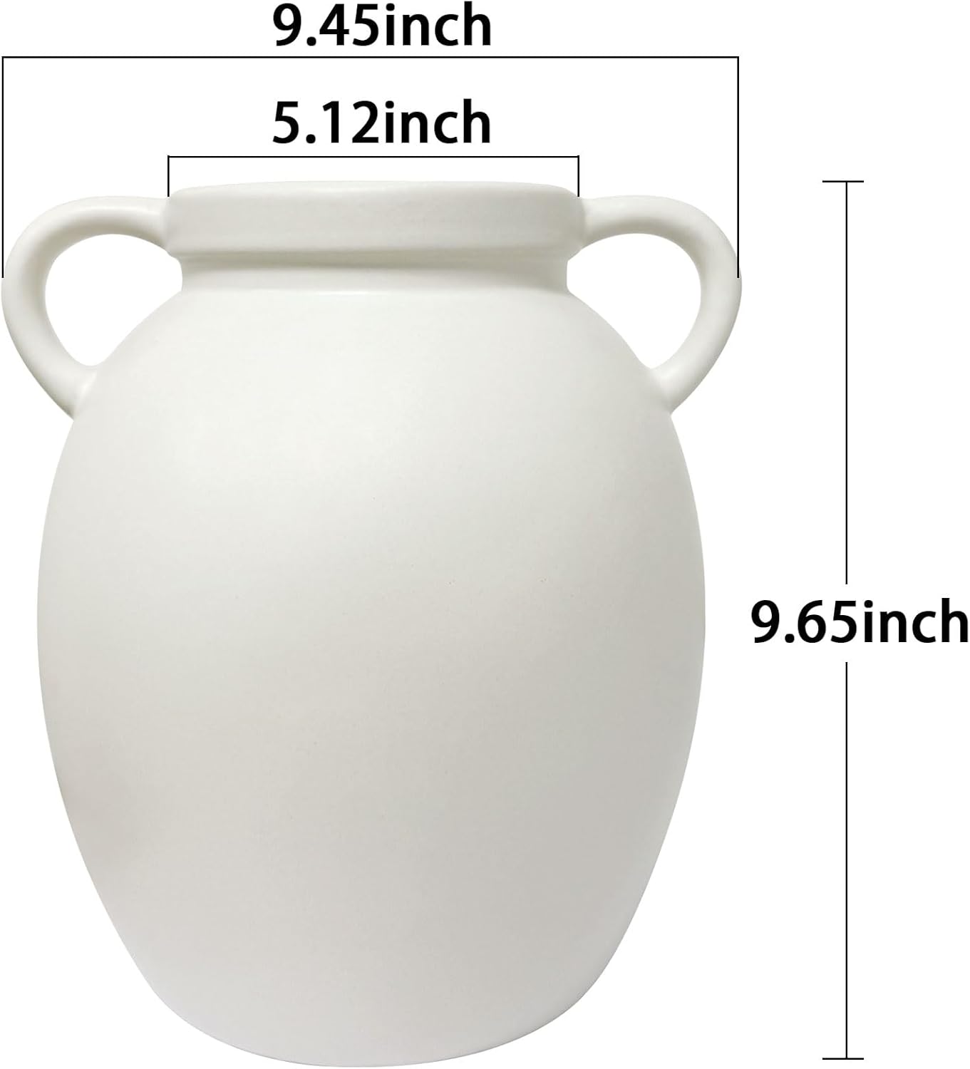 hjn Matte White Ceramic Vase, Nordic Farmhouse Jug Vase for Dried Pampas Grass & Fresh Flowers, Minimalist Boho Home Decor for Living Room Mantel Shelf Entryway(Round Shape-8''dx9''h)
