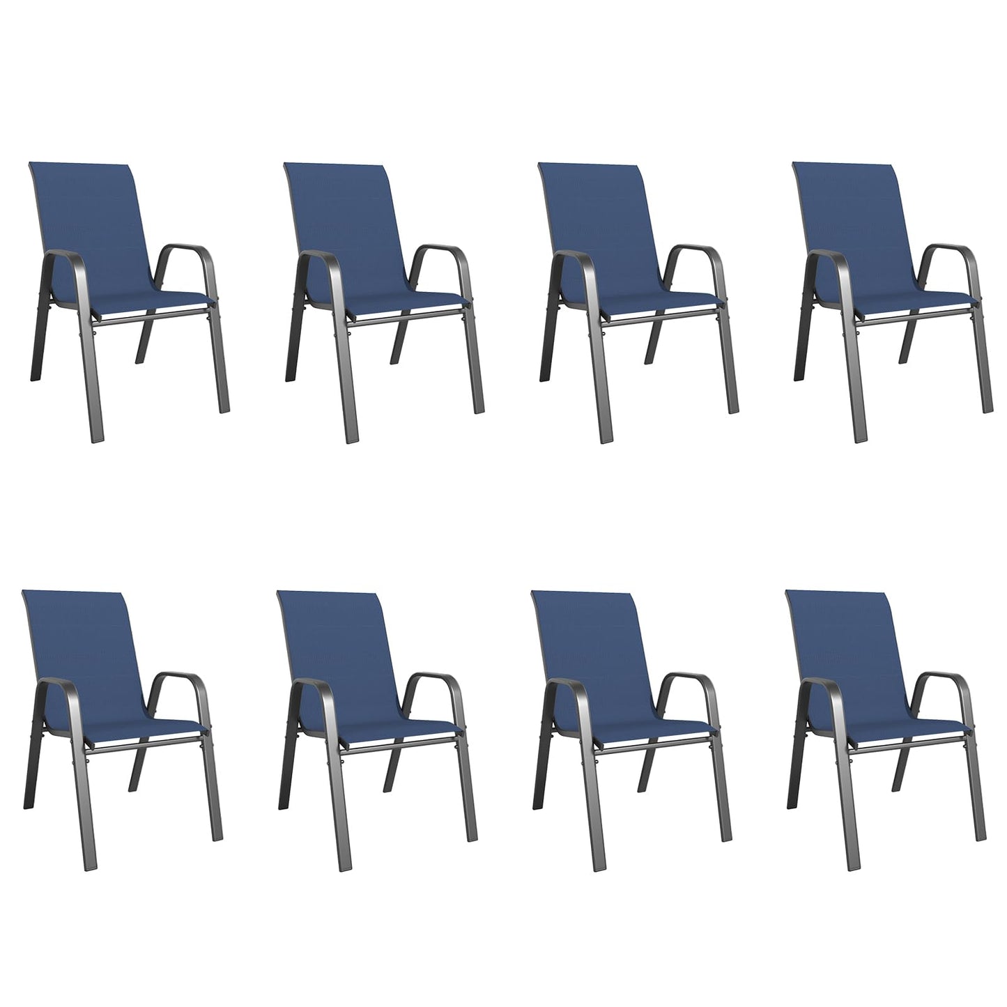Patio Dining Chairs Set of 4 Outdoor Stackable Dining Chairs for All Weather 350lbs Capacity Heavy Duty Textilene Fabric Rustproof Metal Frame Patio Furniture for Backyard Garden Poolside (Brown)