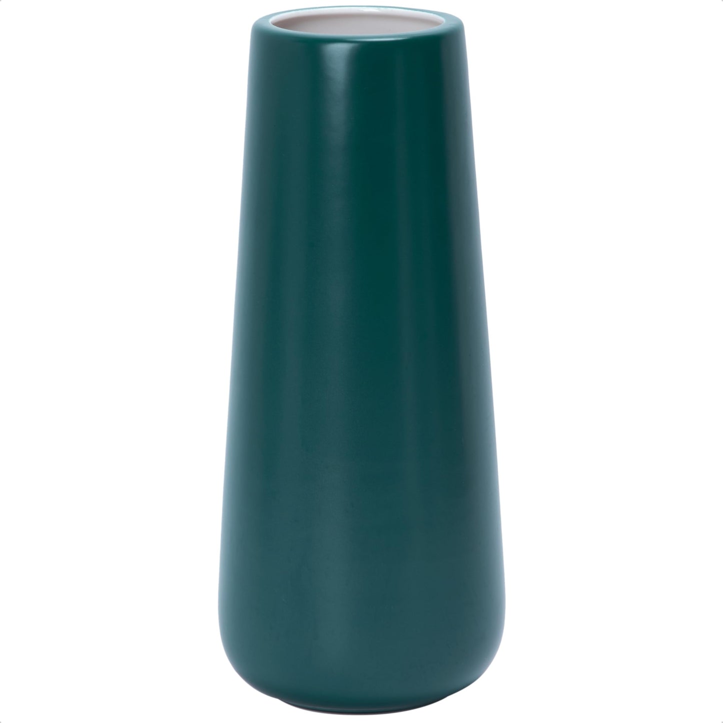 D'vine Dev 11 Inch Ceramic Flower Vase Matte Finishing, Minimalist Design for Home Décor, Bedroom, Living Room, Centerpieces, Office, White, VS-XH-D-2