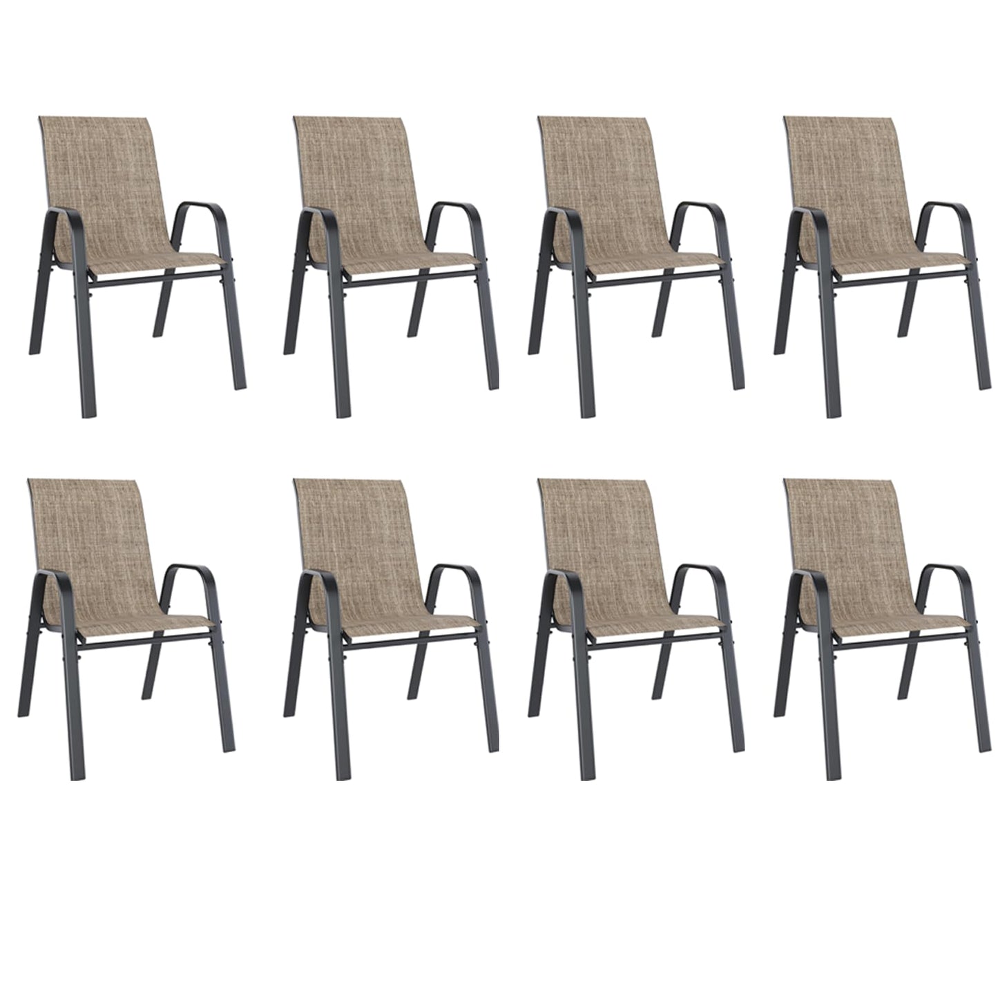 Patio Dining Chairs Set of 4 Outdoor Stackable Dining Chairs for All Weather 350lbs Capacity Heavy Duty Textilene Fabric Rustproof Metal Frame Patio Furniture for Backyard Garden Poolside (Brown)