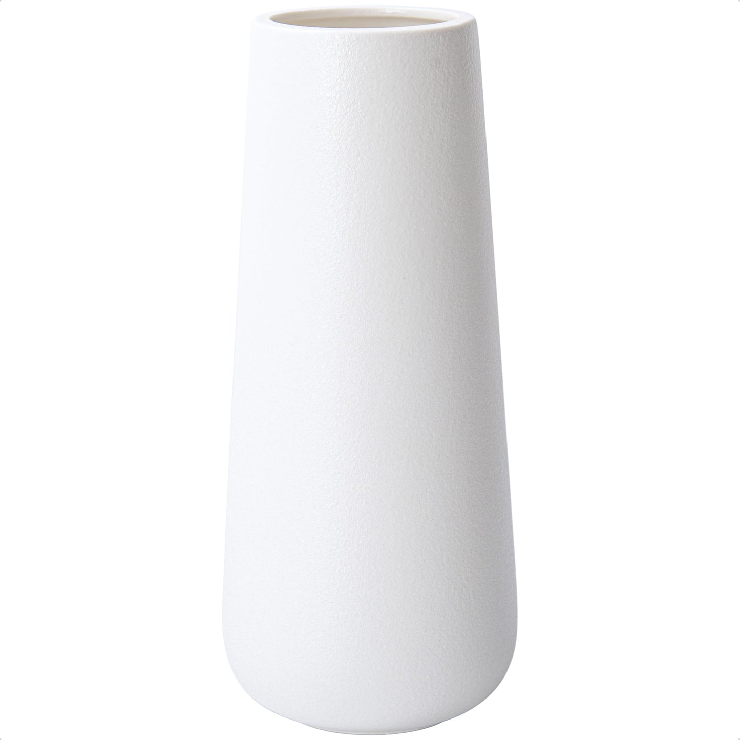 D'vine Dev 11 Inch Ceramic Flower Vase Matte Finishing, Minimalist Design for Home Décor, Bedroom, Living Room, Centerpieces, Office, White, VS-XH-D-2