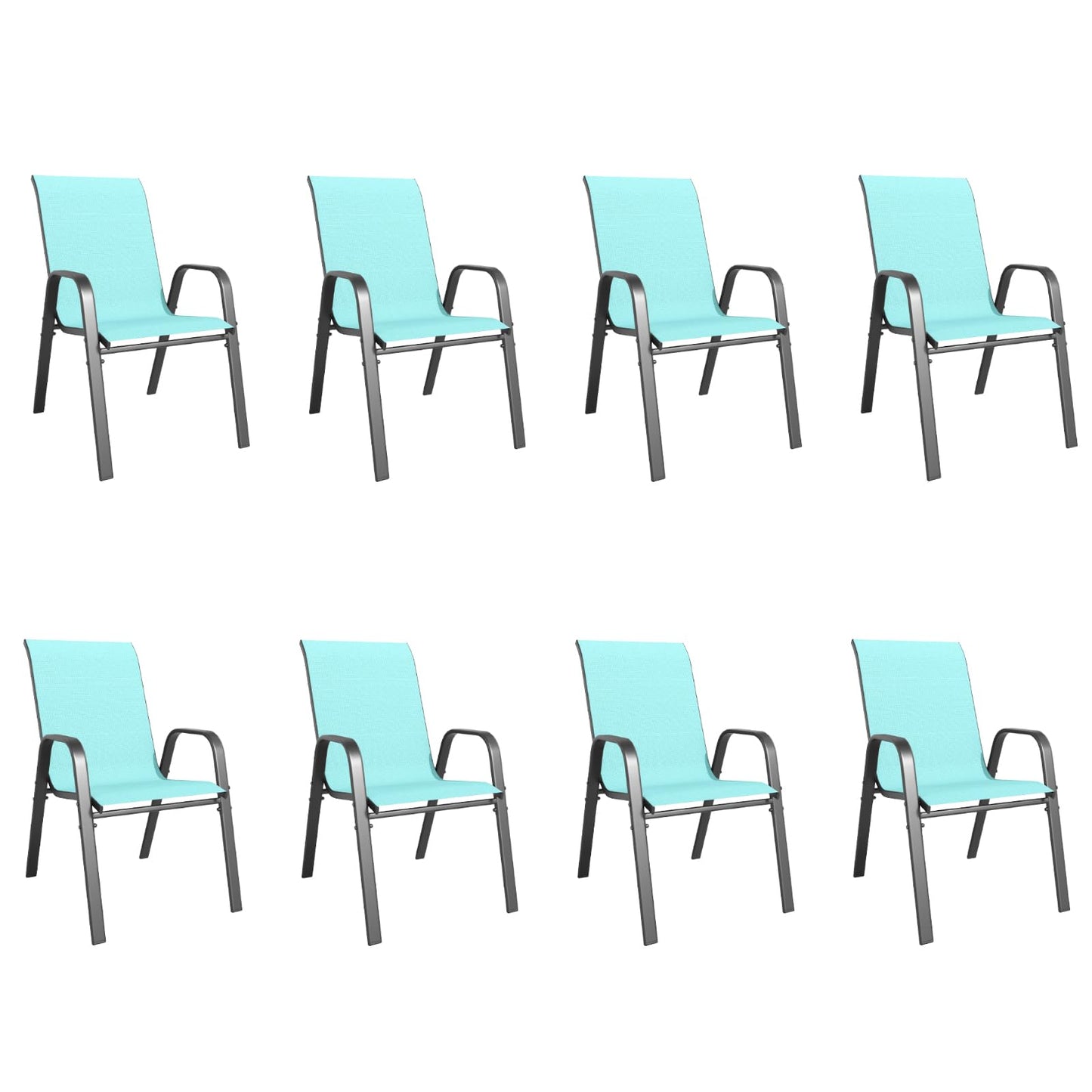 Patio Dining Chairs Set of 4 Outdoor Stackable Dining Chairs for All Weather 350lbs Capacity Heavy Duty Textilene Fabric Rustproof Metal Frame Patio Furniture for Backyard Garden Poolside (Brown)
