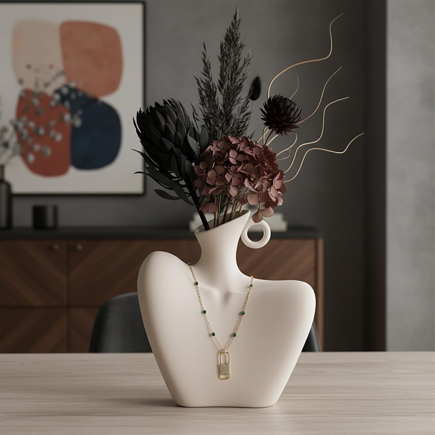 Minimalist Boho White Human Body Ceramic Vase Multi-Scene Home Decor