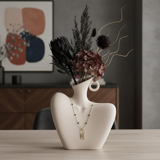 Minimalist Boho White Human Body Ceramic Vase Multi-Scene Home Decor