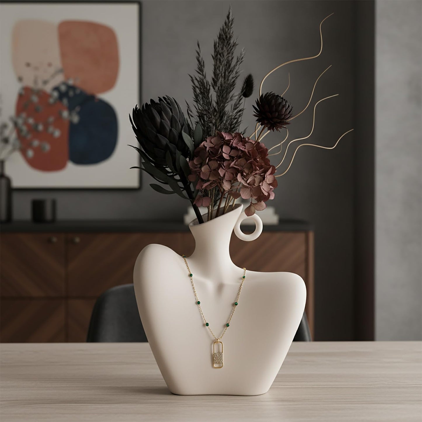 Minimalist Boho White Human Body Ceramic Vase Multi-Scene Home Decor