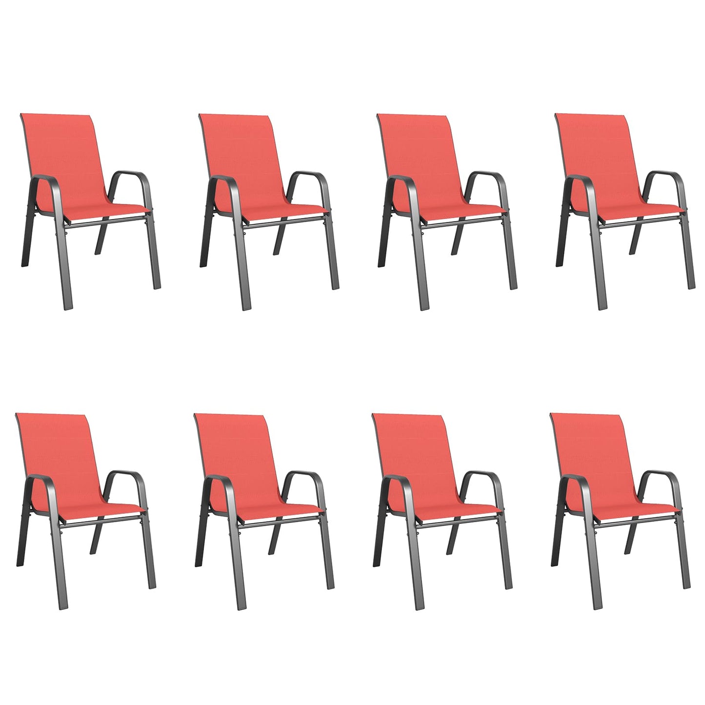 Patio Dining Chairs Set of 4 Outdoor Stackable Dining Chairs for All Weather 350lbs Capacity Heavy Duty Textilene Fabric Rustproof Metal Frame Patio Furniture for Backyard Garden Poolside (Brown)