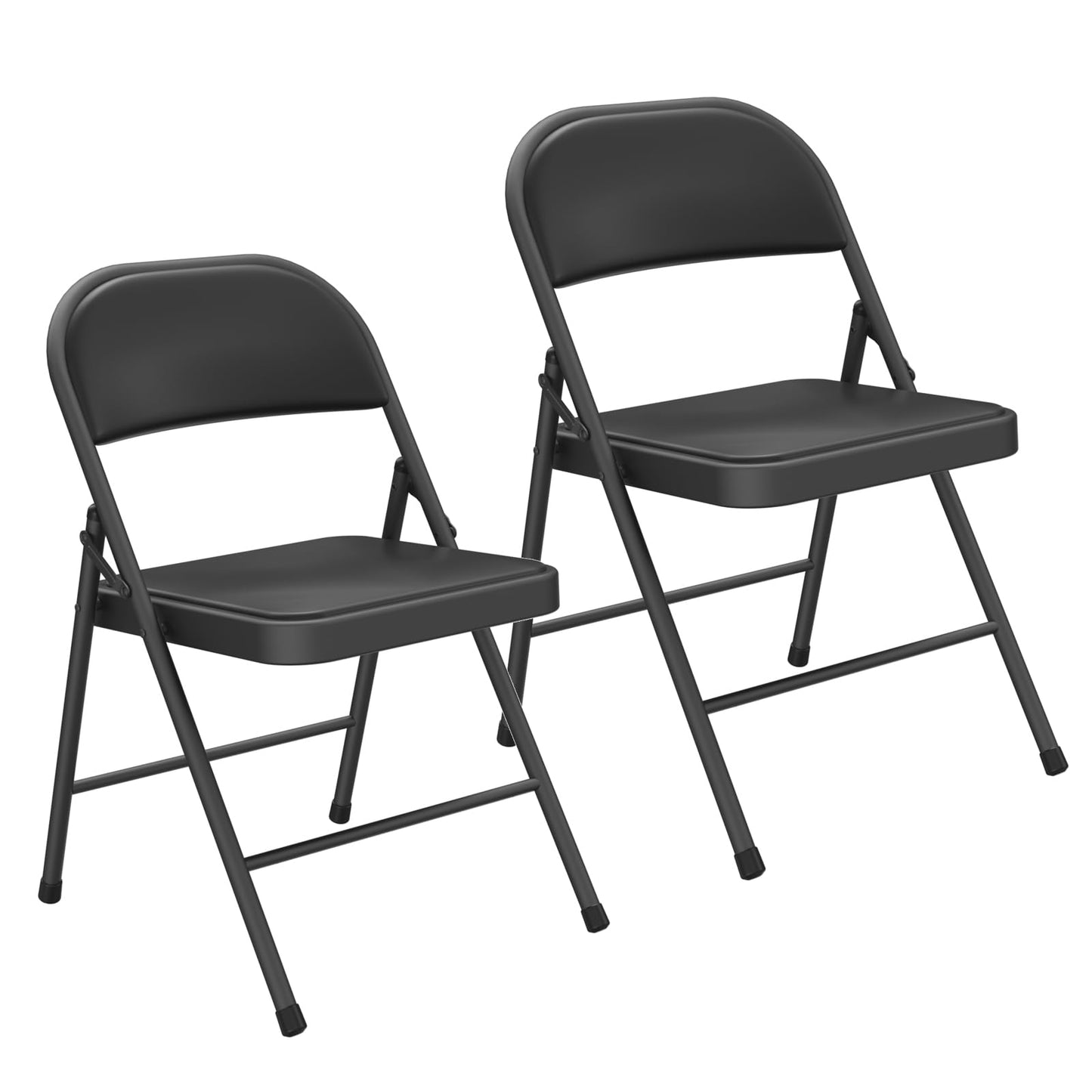 Black Folding Chairs 4-Pack, Breathable Plastic for Card Tables & Indoor Outdoor, Easy-Clean & Supports 400 Lbs