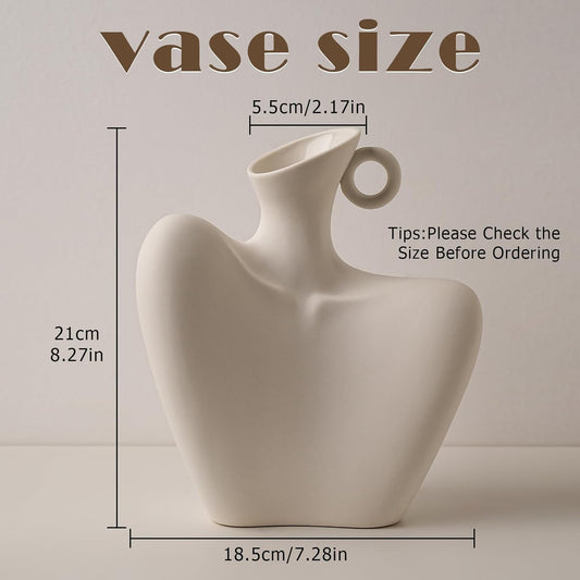 Minimalist Boho White Human Body Ceramic Vase Multi-Scene Home Decor