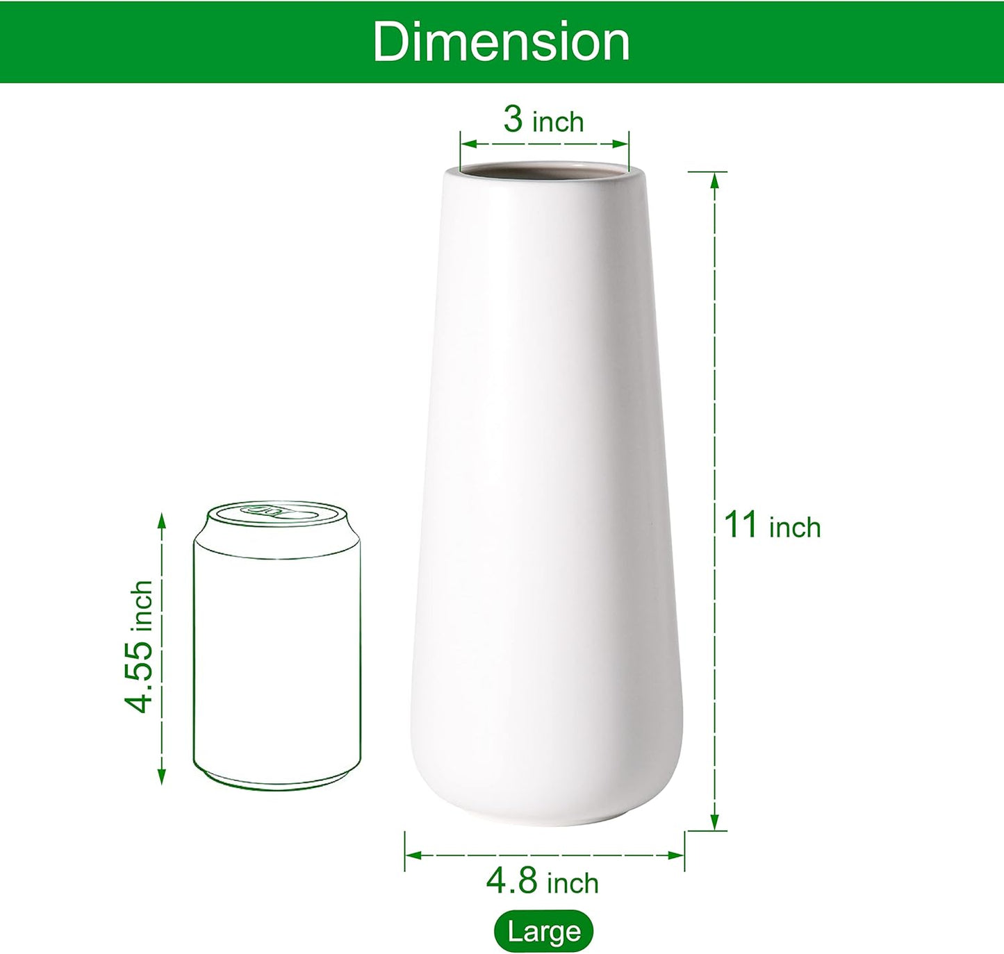 D'vine Dev 11 Inch Ceramic Flower Vase Matte Finishing, Minimalist Design for Home Décor, Bedroom, Living Room, Centerpieces, Office, White, VS-XH-D-2