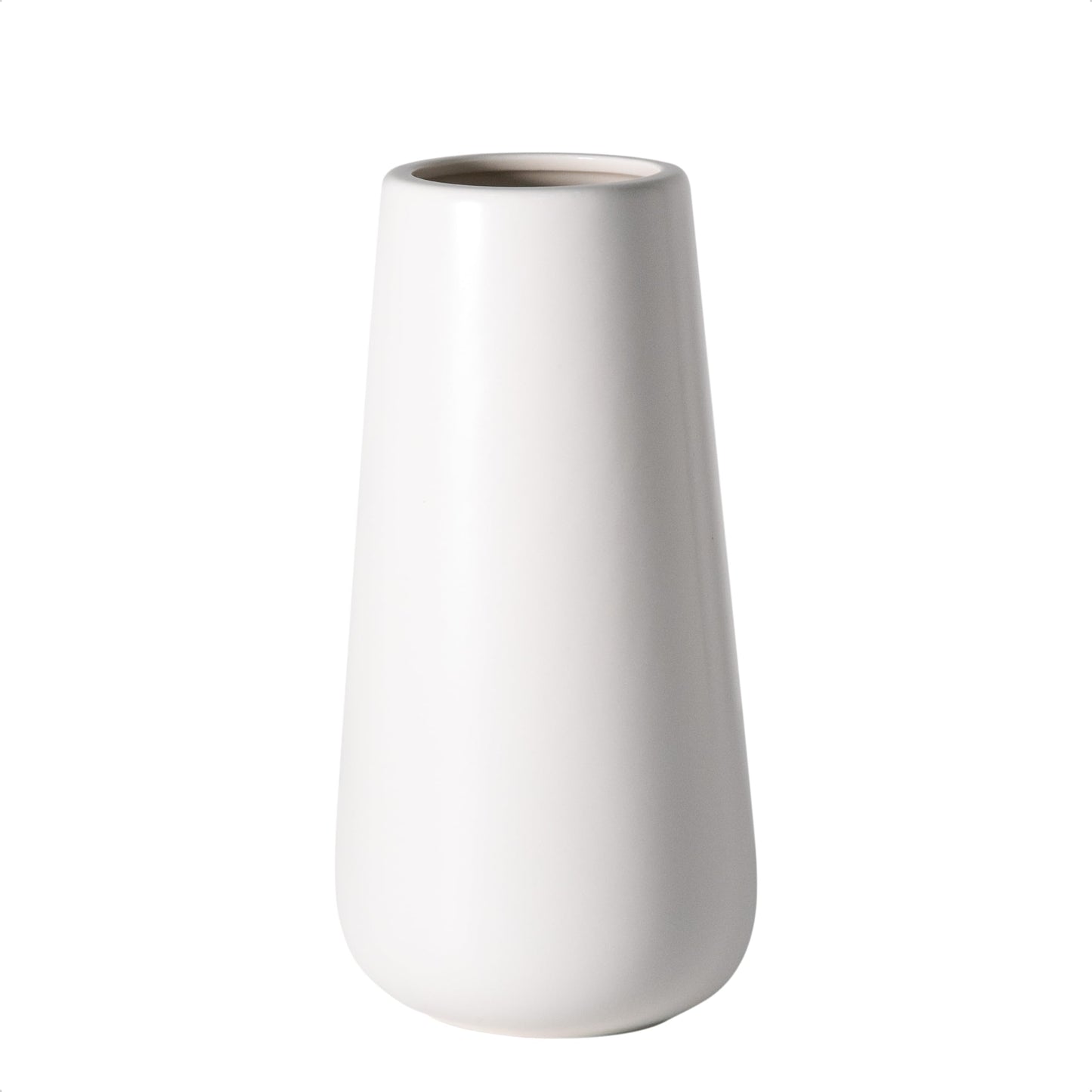 D'vine Dev 11 Inch Ceramic Flower Vase Matte Finishing, Minimalist Design for Home Décor, Bedroom, Living Room, Centerpieces, Office, White, VS-XH-D-2