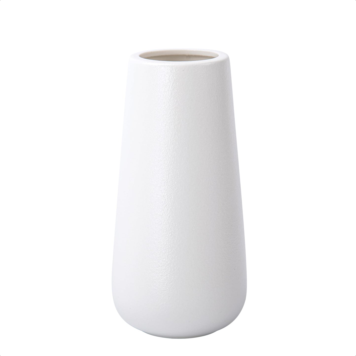 D'vine Dev 11 Inch Ceramic Flower Vase Matte Finishing, Minimalist Design for Home Décor, Bedroom, Living Room, Centerpieces, Office, White, VS-XH-D-2