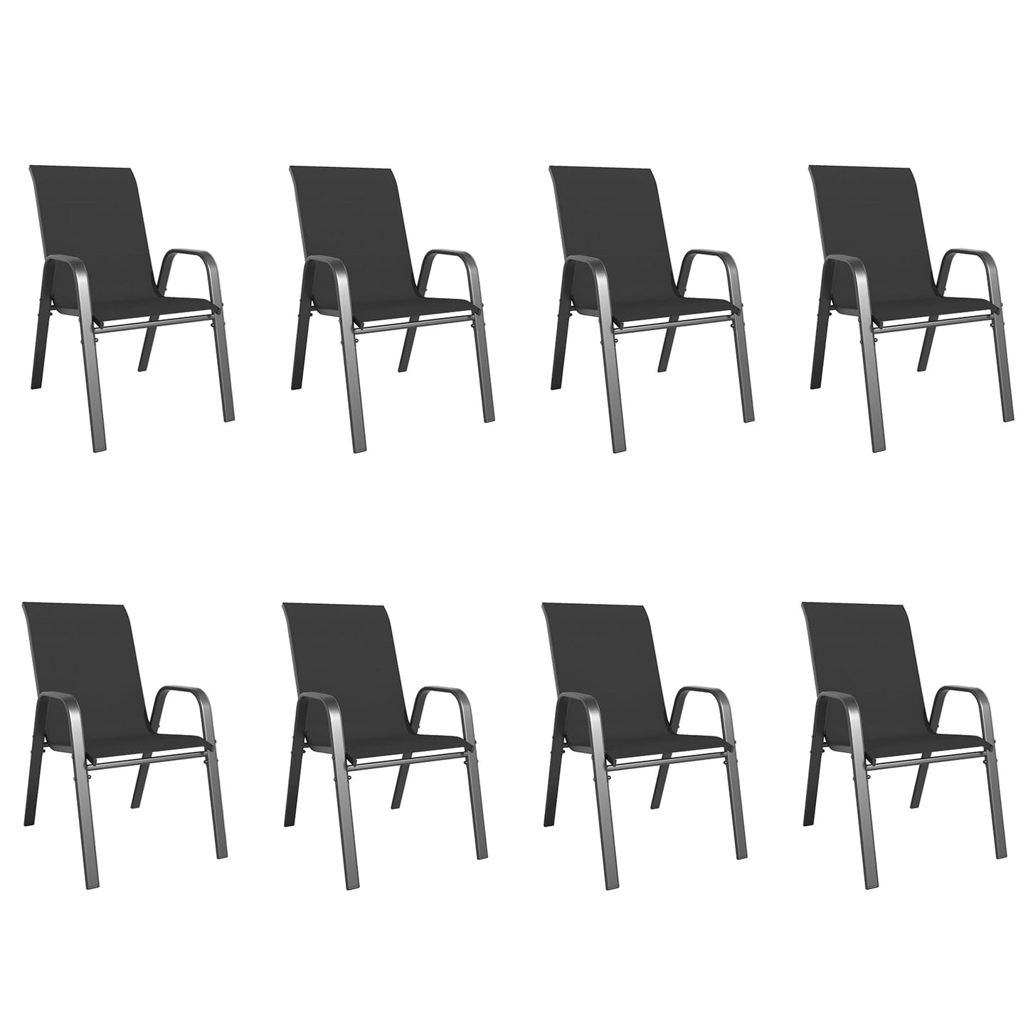 Patio Dining Chairs Set of 4 Outdoor Stackable Dining Chairs for All Weather 350lbs Capacity Heavy Duty Textilene Fabric Rustproof Metal Frame Patio Furniture for Backyard Garden Poolside (Brown)