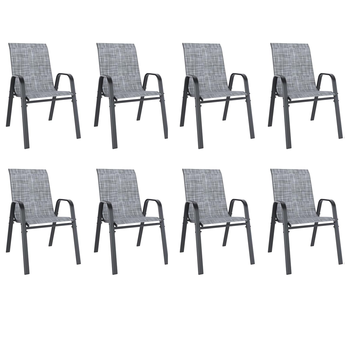 Patio Dining Chairs Set of 4 Outdoor Stackable Dining Chairs for All Weather 350lbs Capacity Heavy Duty Textilene Fabric Rustproof Metal Frame Patio Furniture for Backyard Garden Poolside (Brown)