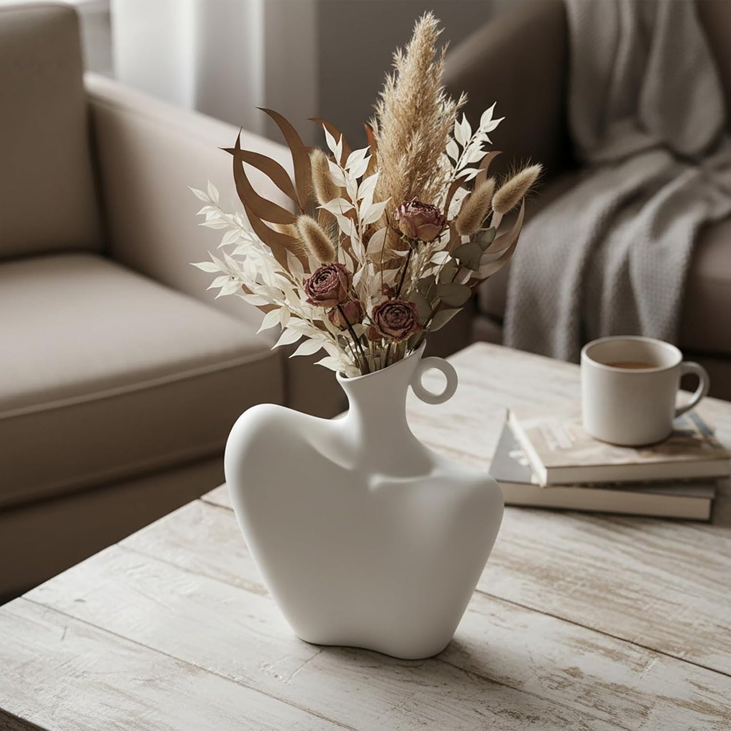 Minimalist Boho White Human Body Ceramic Vase Multi-Scene Home Decor