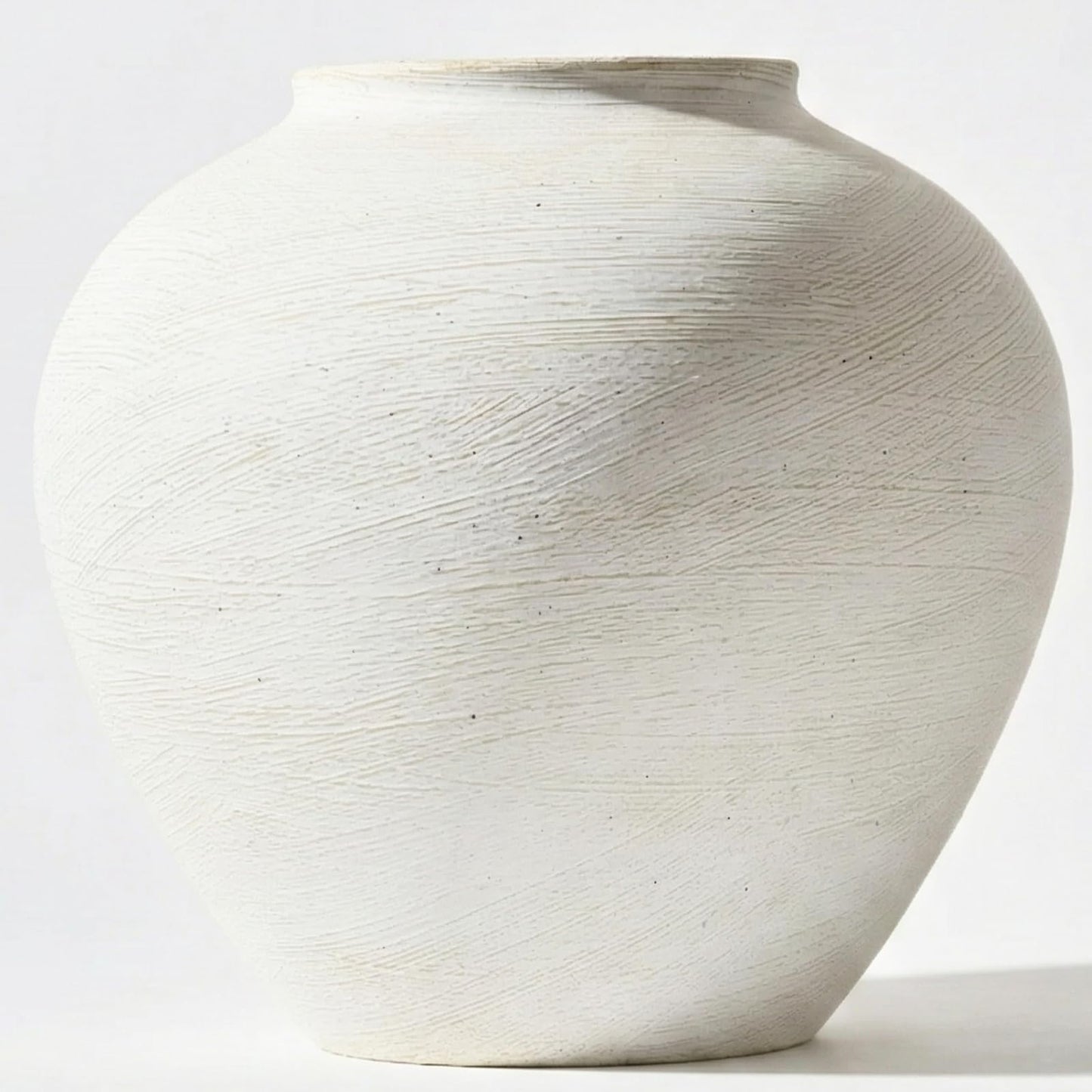 Large White Vase, Big Iron Vase for Long Stem Flowers, White Arlo Matte Finish for Modern Minimalist Table Decor, Japandi Home Decor