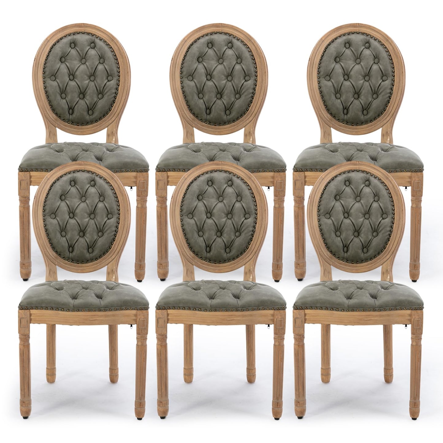 Rattan Dining Chairs Set of 4, French Country Cane Back Upholstered Kitchen Chairs, Solid Wood Farmhouse Side Chairs, Beige