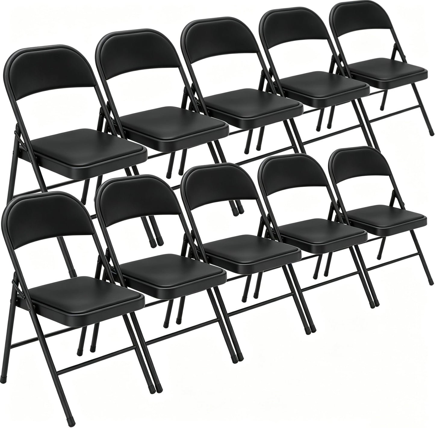 Black Folding Chairs 4-Pack, Breathable Plastic for Card Tables & Indoor Outdoor, Easy-Clean & Supports 400 Lbs