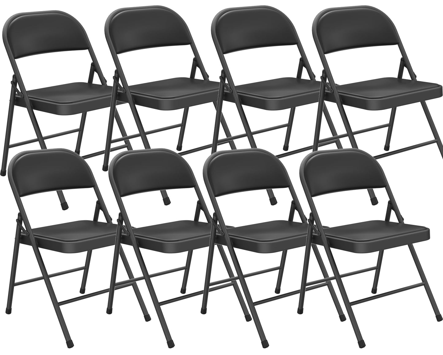 Black Folding Chairs 4-Pack, Breathable Plastic for Card Tables & Indoor Outdoor, Easy-Clean & Supports 400 Lbs