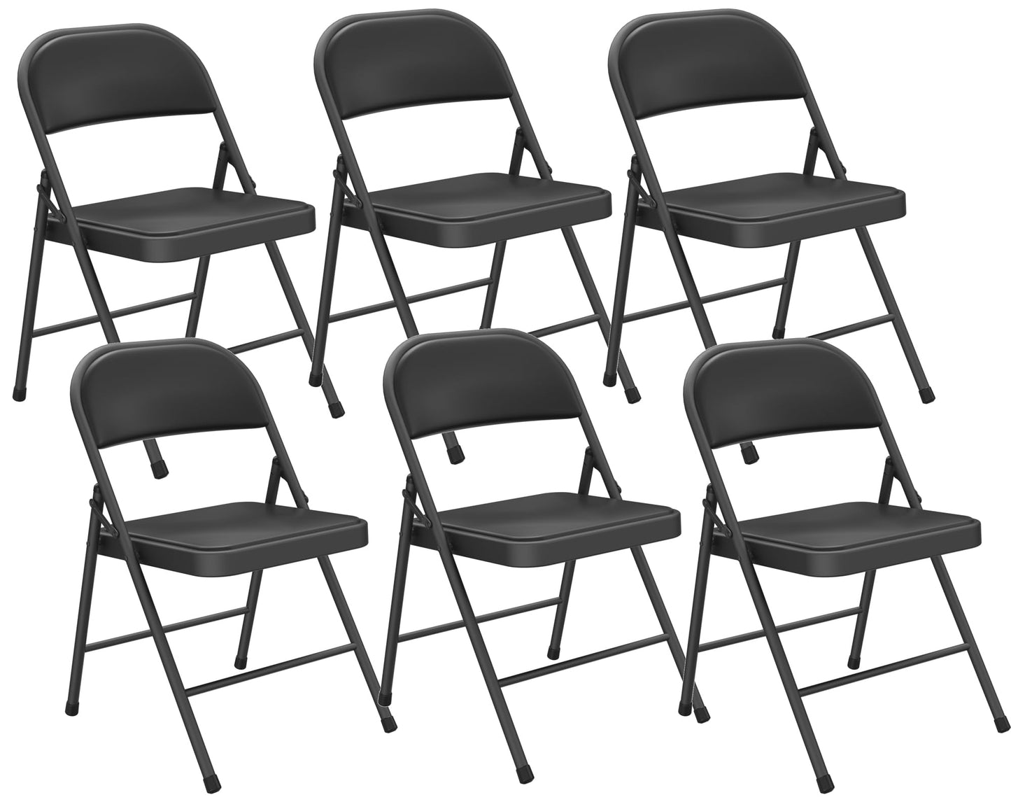 Black Folding Chairs 4-Pack, Breathable Plastic for Card Tables & Indoor Outdoor, Easy-Clean & Supports 400 Lbs