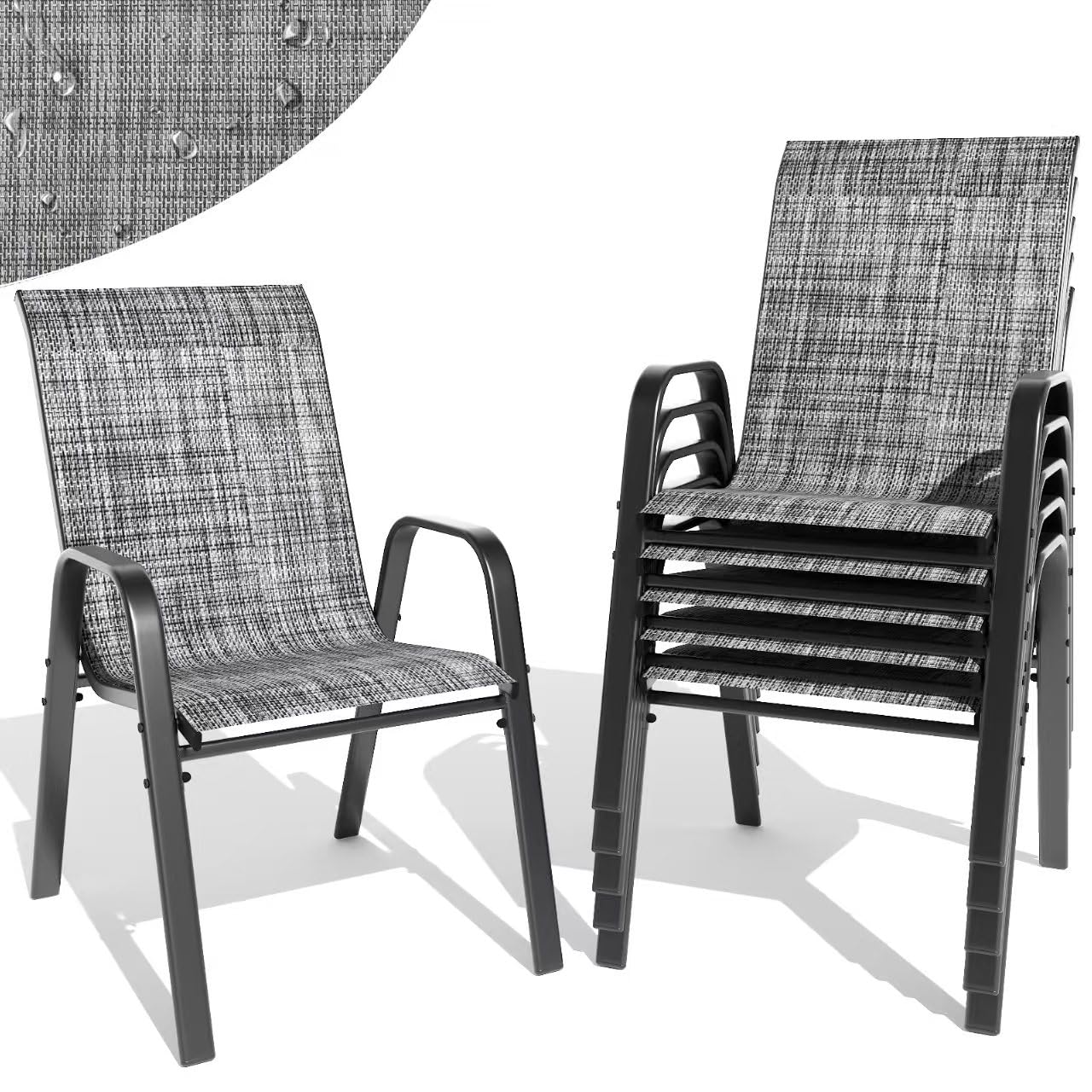 Patio Dining Chairs Set of 4 Outdoor Stackable Dining Chairs for All Weather 350lbs Capacity Heavy Duty Textilene Fabric Rustproof Metal Frame Patio Furniture for Backyard Garden Poolside (Brown)