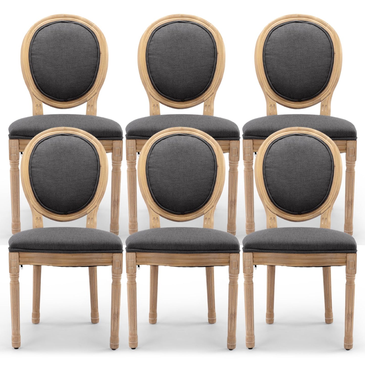 Rattan Dining Chairs Set of 4, French Country Cane Back Upholstered Kitchen Chairs, Solid Wood Farmhouse Side Chairs, Beige