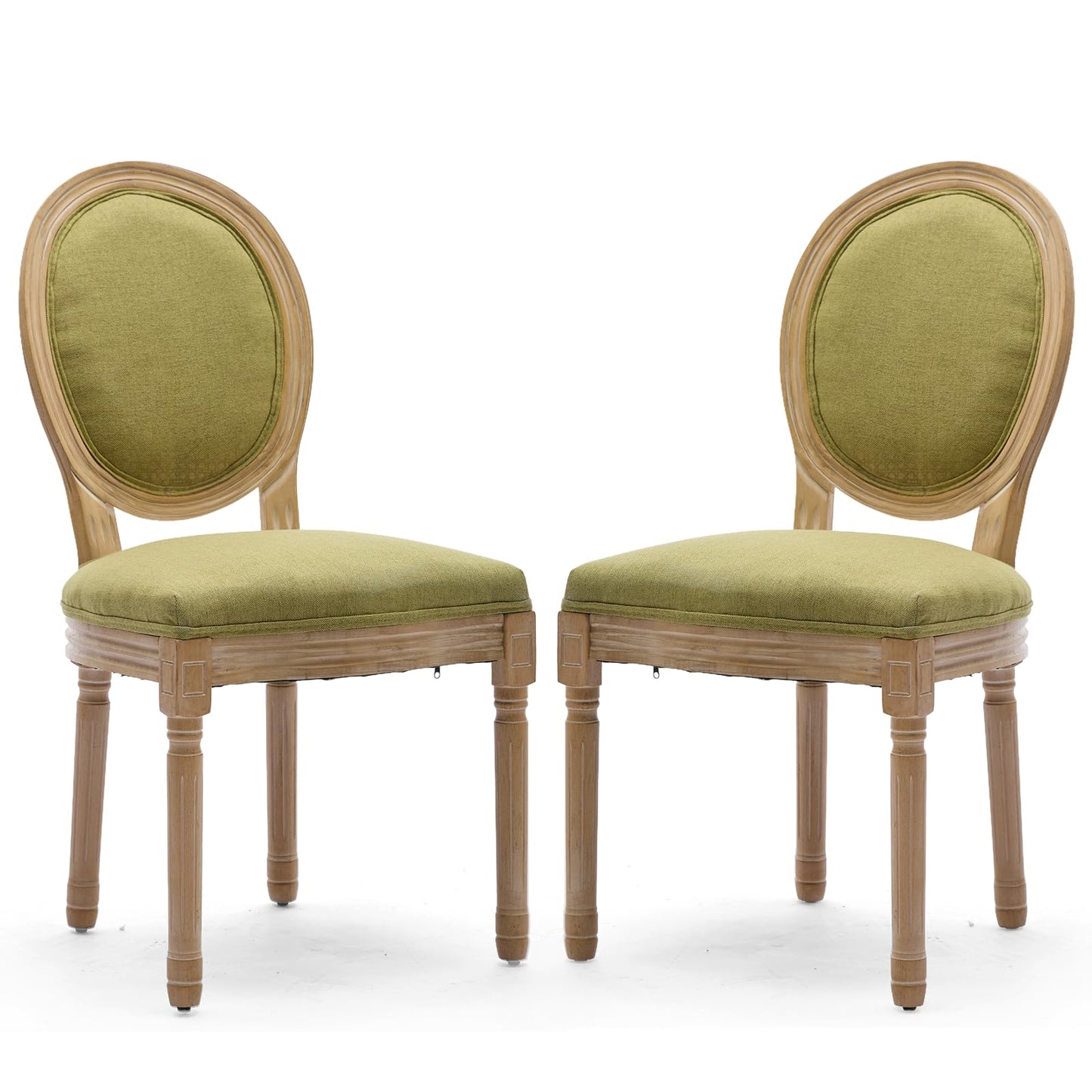 Rattan Dining Chairs Set of 4, French Country Cane Back Upholstered Kitchen Chairs, Solid Wood Farmhouse Side Chairs, Beige