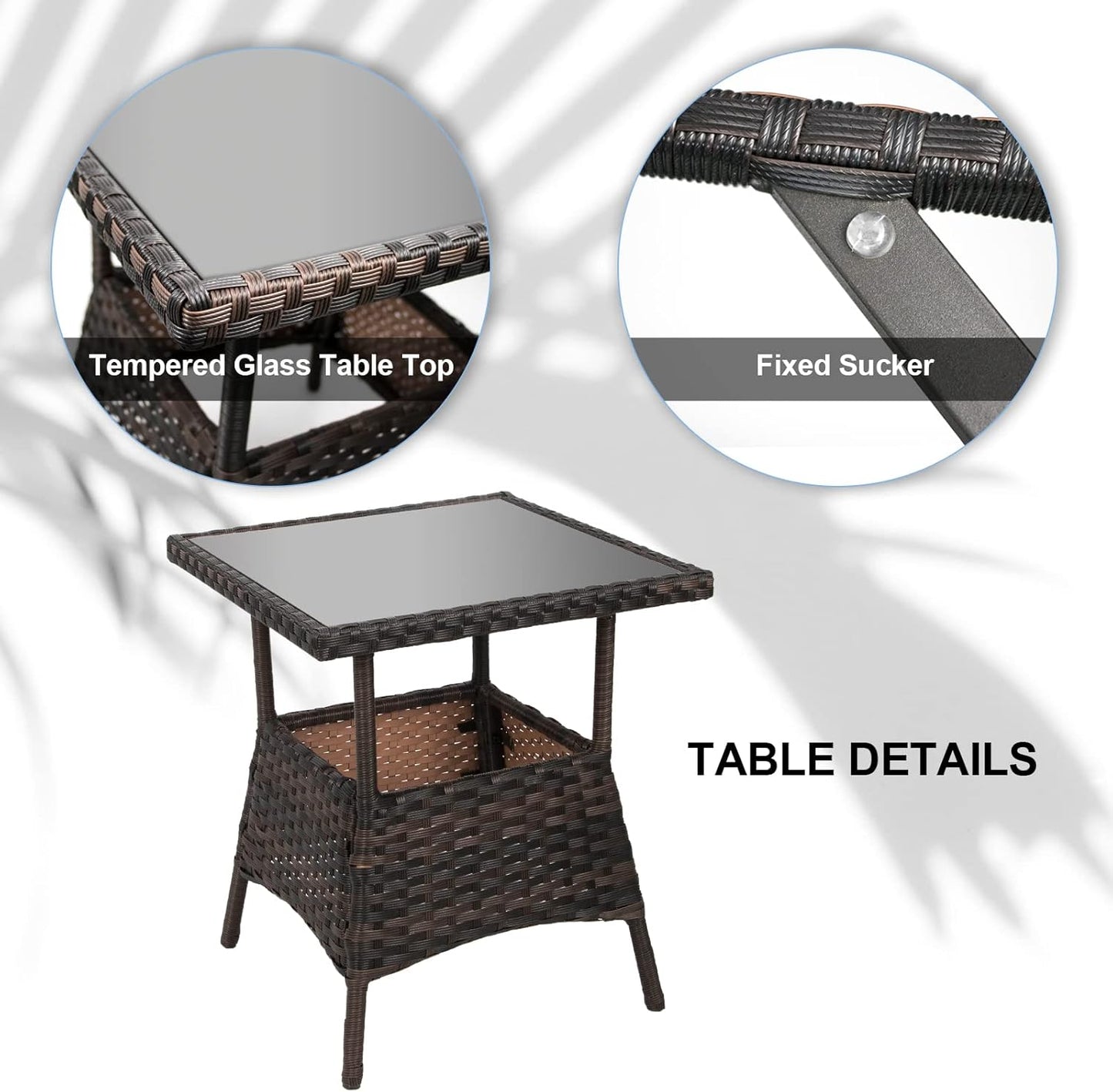 LEVELEVE 3 pcs Rocking Bistro Set Conversation Chairs PE Wicker Outdoor Rocking Chairs(Rocking Set,Sand)