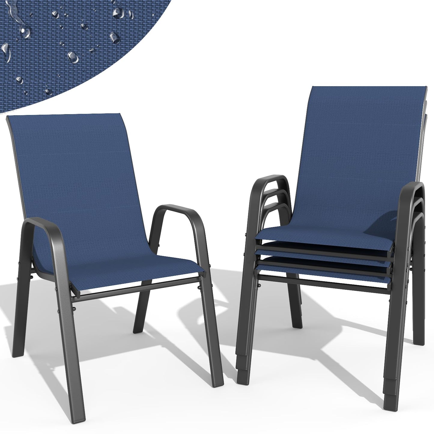 Patio Dining Chairs Set of 4 Outdoor Stackable Dining Chairs for All Weather 350lbs Capacity Heavy Duty Textilene Fabric Rustproof Metal Frame Patio Furniture for Backyard Garden Poolside (Brown)