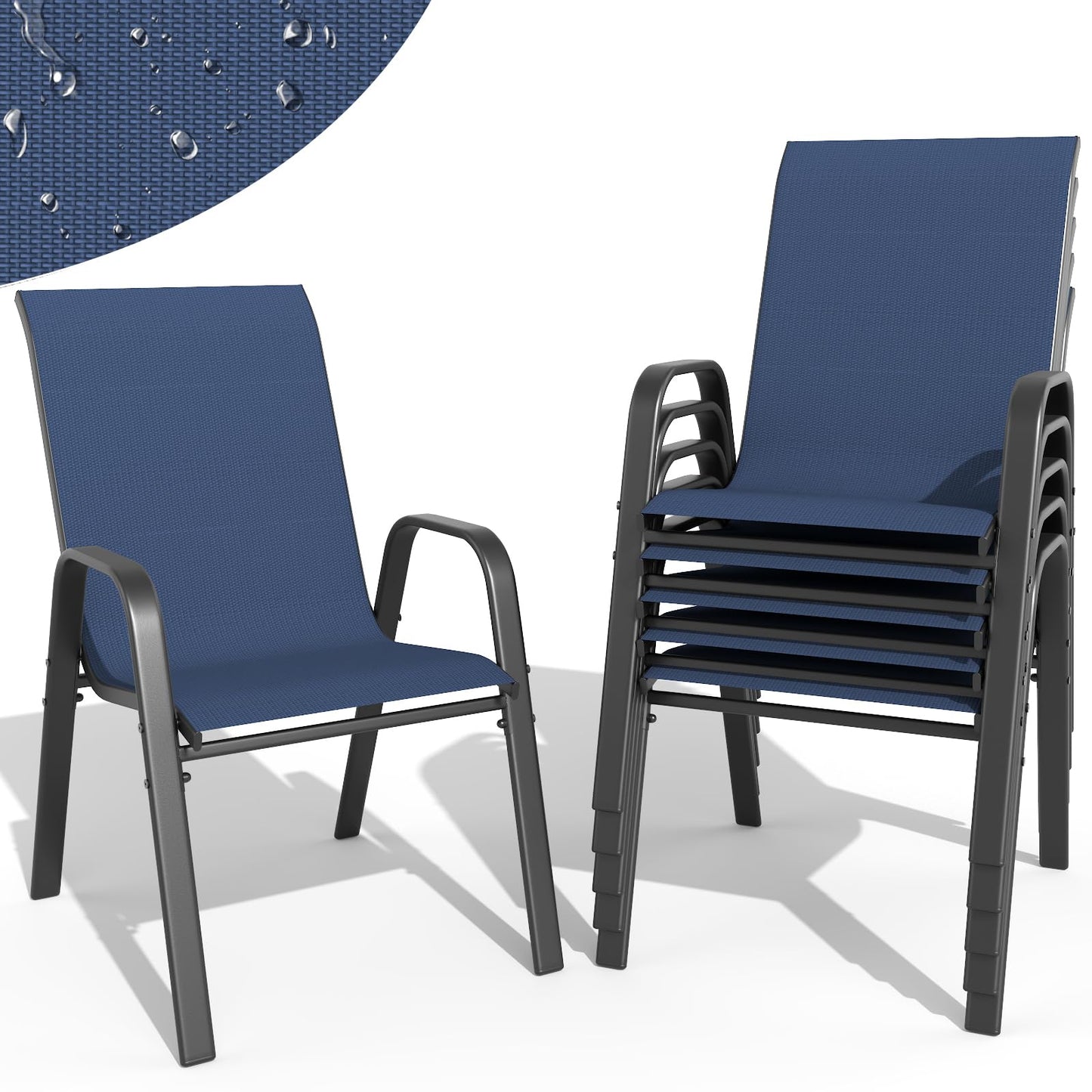 Patio Dining Chairs Set of 4 Outdoor Stackable Dining Chairs for All Weather 350lbs Capacity Heavy Duty Textilene Fabric Rustproof Metal Frame Patio Furniture for Backyard Garden Poolside (Brown)