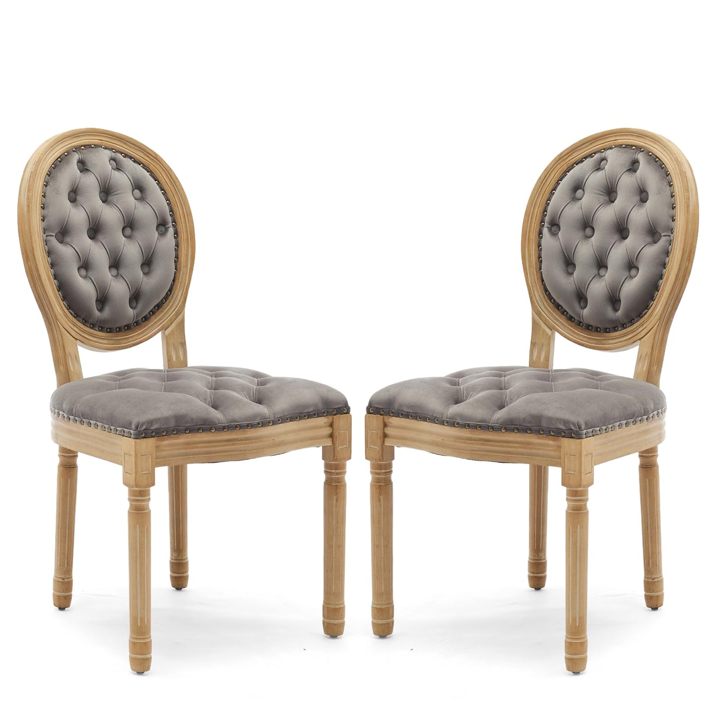 Rattan Dining Chairs Set of 4, French Country Cane Back Upholstered Kitchen Chairs, Solid Wood Farmhouse Side Chairs, Beige
