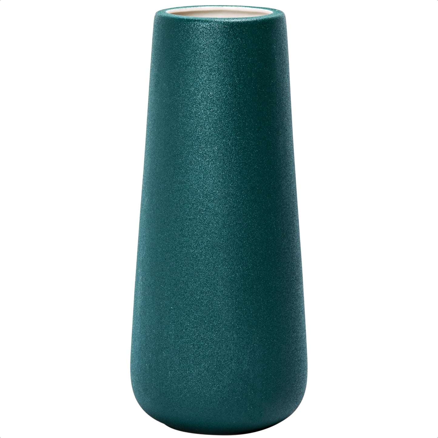 D'vine Dev 11 Inch Ceramic Flower Vase Matte Finishing, Minimalist Design for Home Décor, Bedroom, Living Room, Centerpieces, Office, White, VS-XH-D-2