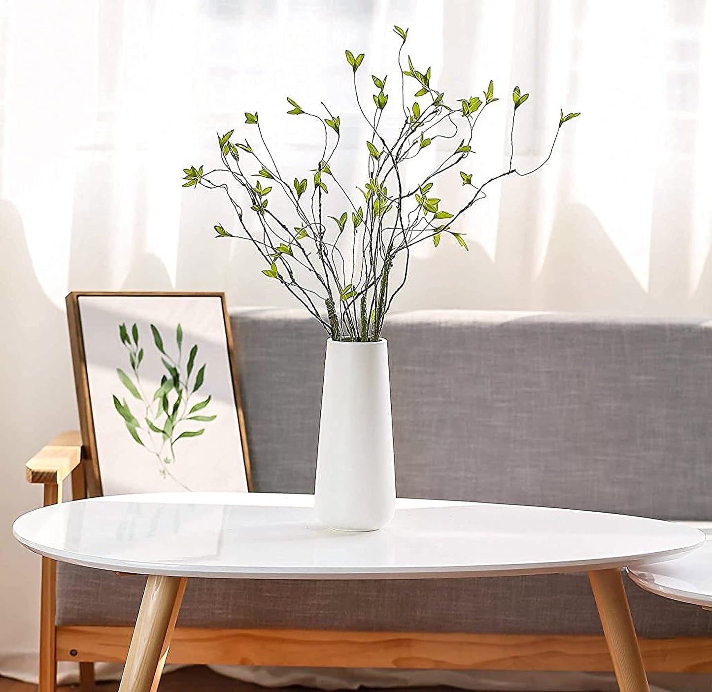 D'vine Dev 11 Inch Ceramic Flower Vase Matte Finishing, Minimalist Design for Home Décor, Bedroom, Living Room, Centerpieces, Office, White, VS-XH-D-2